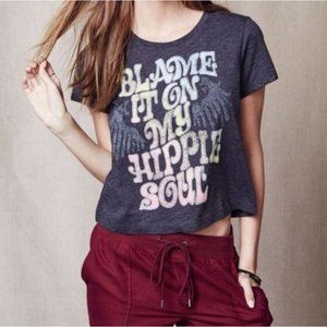 Aero Tokyo Darling XS Blame It On My Hippie Soul Cropped T-Shirt Boho Festival